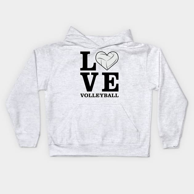 Love Volleyball Kids Hoodie by DesignWood-Sport